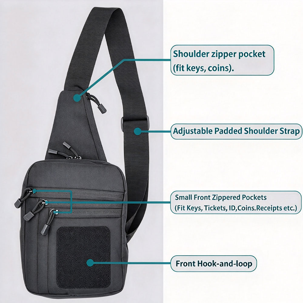 전술용 크로스백, 어깨에 메는 권총 가방, 은닉형 총기 - Edc Concealed Carry Sling Bag 리뷰 및 가격
